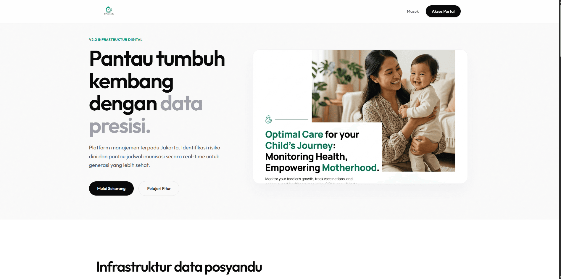 Pelita Hati landing page — Digital Posyandu Infrastructure